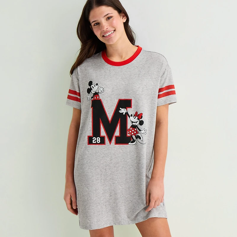 Disney Mjc With Sock Womens Short Sleeve Round Neck Mickey Mouse Nightgown