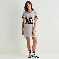 Disney Mjc With Sock Womens Short Sleeve Round Neck Mickey Mouse Nightgown
