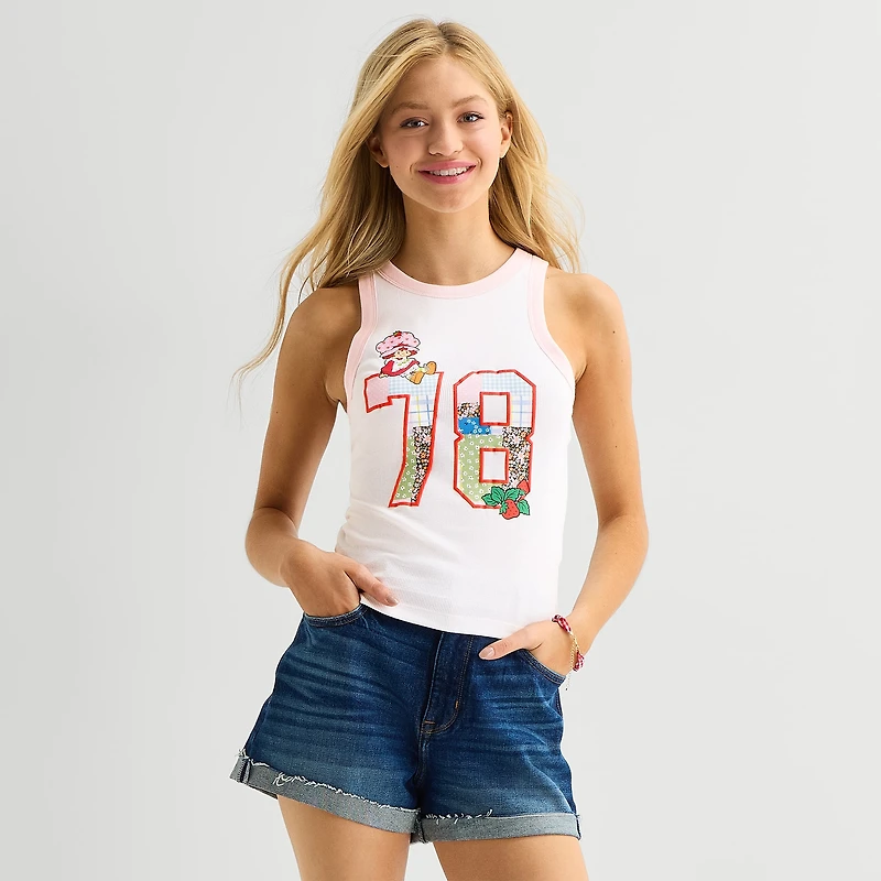 Womens Juniors Sleeveless Strawberry Shortcake Tank Top