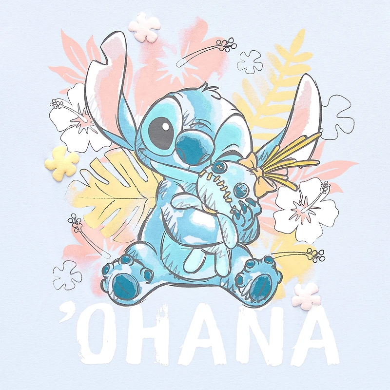 Stitch Boyfriend Tee Womens Juniors Crew Neck Short Sleeve Loose Fit Graphic T-Shirt