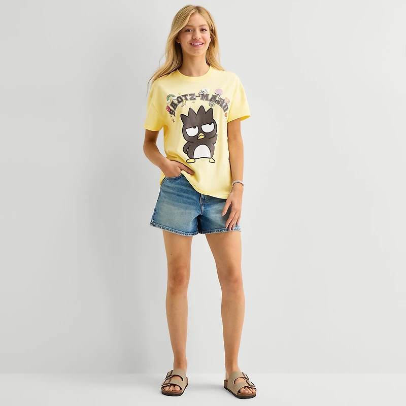 Badtz Maru Boyfriend Tee Womens Juniors Crew Neck Short Sleeve Loose Fit Graphic T-Shirt