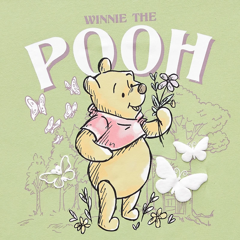 Pooh Boyfriend Tee Womens Juniors Crew Neck Short Sleeve Loose Fit Winnie The Graphic T-Shirt
