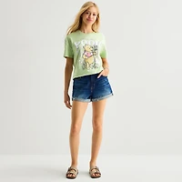Pooh Boyfriend Tee Womens Juniors Crew Neck Short Sleeve Loose Fit Winnie The Graphic T-Shirt