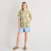 Bronco Camo Tee Womens Juniors Crew Neck Short Sleeve Oversized Graphic T-Shirt