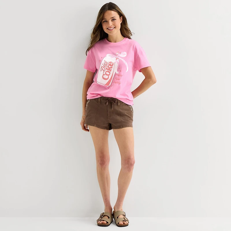 Diet Coke Boyfriend Tee Womens Juniors Crew Neck Short Sleeve Loose Fit Graphic T-Shirt