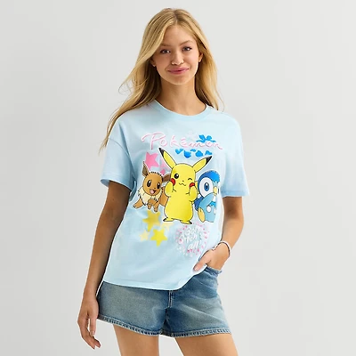 Pokemon Boyfriend Tee Womens Juniors Crew Neck Short Sleeve Loose Fit Graphic T-Shirt