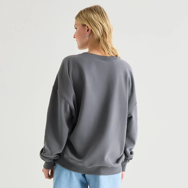 Peanuts Crew Fleece Womens Juniors Neck Long Sleeve Sweatshirt