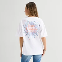 Positive Tee Womens Juniors Crew Neck Short Sleeve Oversized Graphic T-Shirt