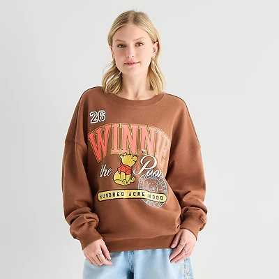 Pooh Crew Fleece Womens Juniors Neck Long Sleeve Winnie The Sweatshirt