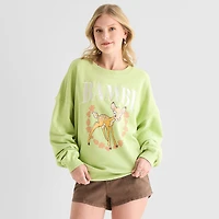 Bambi Fleece Crew Womens Juniors Neck Long Sleeve Sweatshirt