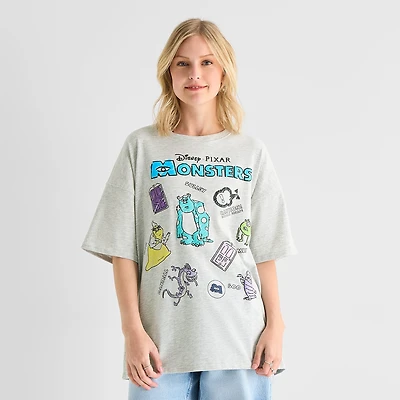 Monsters Inc Oversized Tee Womens Juniors Crew Neck Short Sleeve Graphic T-Shirt