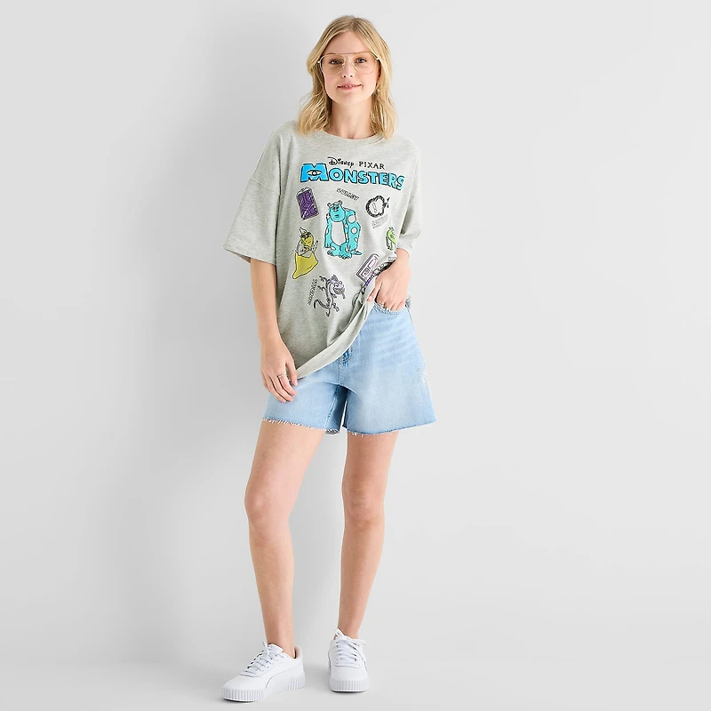 Monsters Inc Oversized Tee Womens Juniors Crew Neck Short Sleeve Graphic T-Shirt