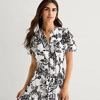 MSK Womens V Neck Short Sleeve Puffed Maxi Dress
