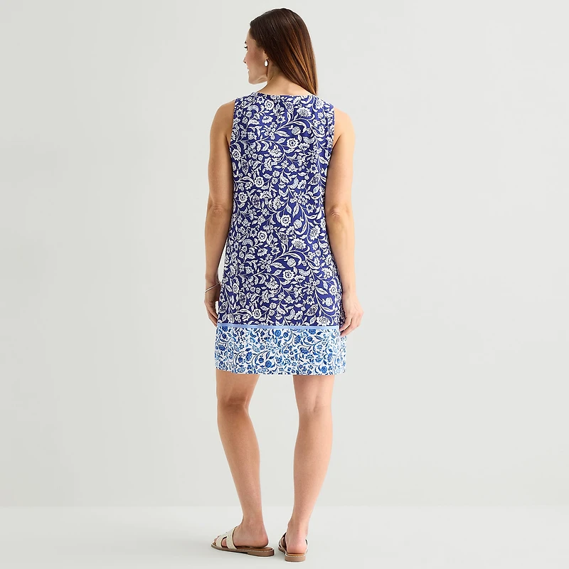 MSK Womens V Neck Sleeveless Paisley Shift Dress