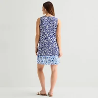 MSK Womens V Neck Sleeveless Paisley Shift Dress