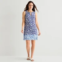MSK Womens V Neck Sleeveless Paisley Shift Dress