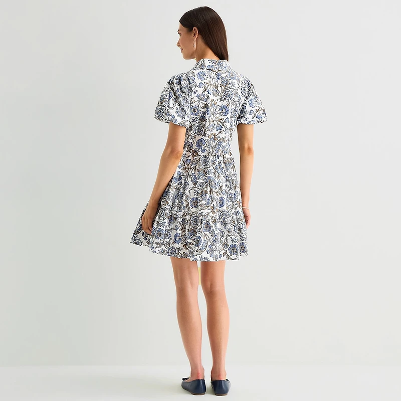 MSK Womens Short Sleeve Floral Shirt Dress