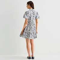 MSK Womens Short Sleeve Floral Shirt Dress
