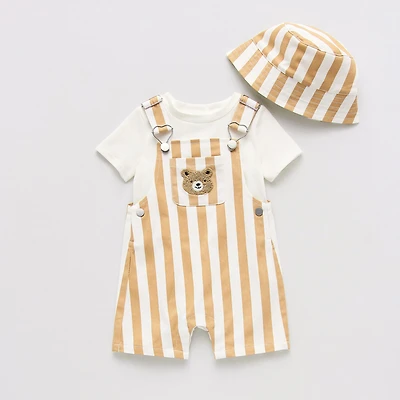 Little Lad Baby Boys 3-pc. Shortall Set