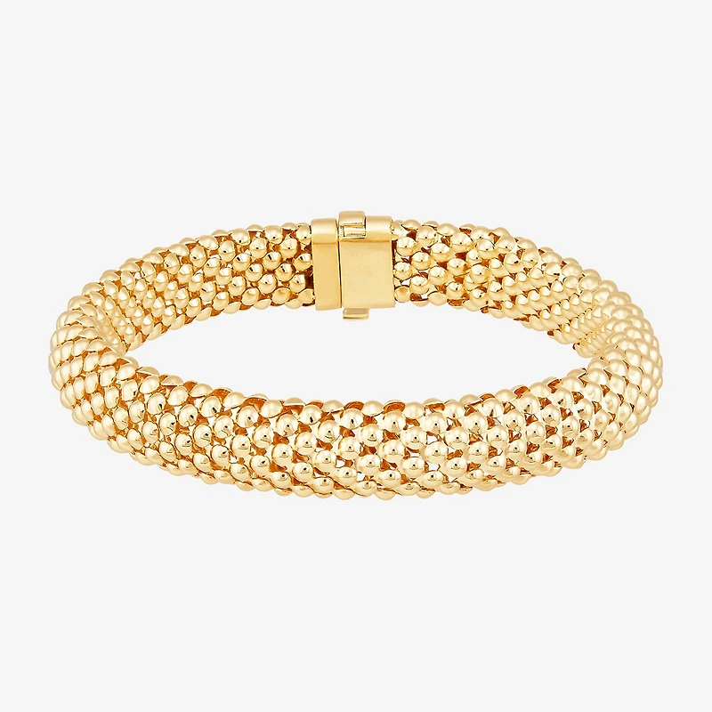 Womens 14K Gold 7.25 Inch Hollow Popcorn Chain Bracelet