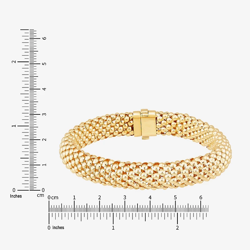 Womens 14K Gold 7.25 Inch Hollow Popcorn Chain Bracelet