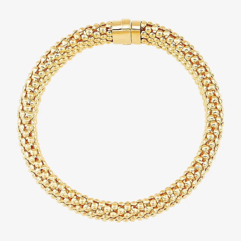 Womens 14K Gold 7.25 Inch Hollow Popcorn Chain Bracelet
