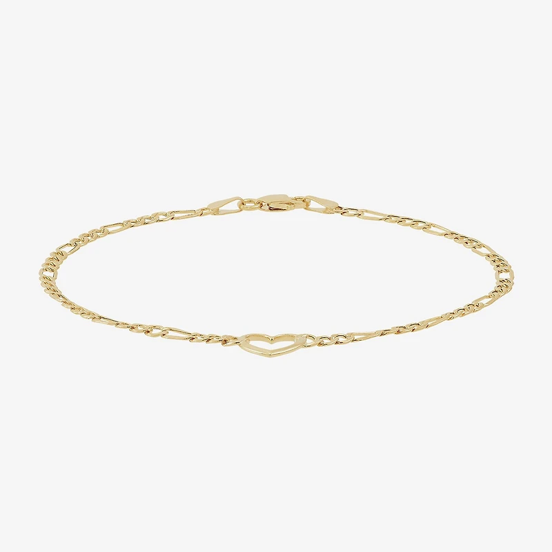 Womens 14K Gold Heart Charm Bracelet