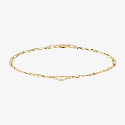 Womens 14K Gold Heart Charm Bracelet