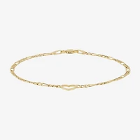Womens 14K Gold Heart Charm Bracelet