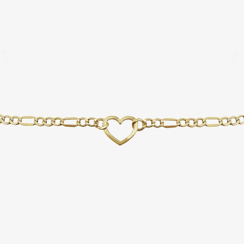Womens 14K Gold Heart Charm Bracelet