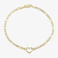 Womens 14K Gold Heart Charm Bracelet