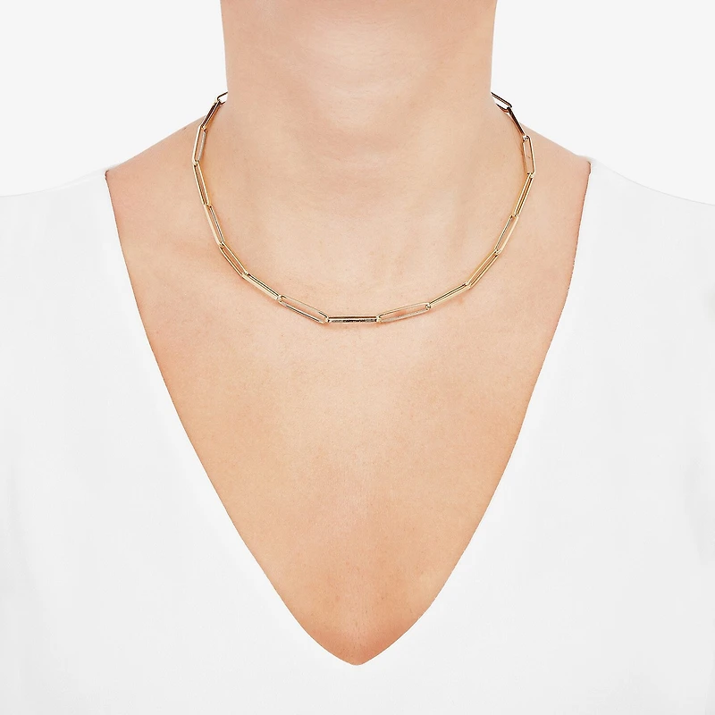 Unisex Adult 14K Gold 18 Inch Paperclip Chain Necklace