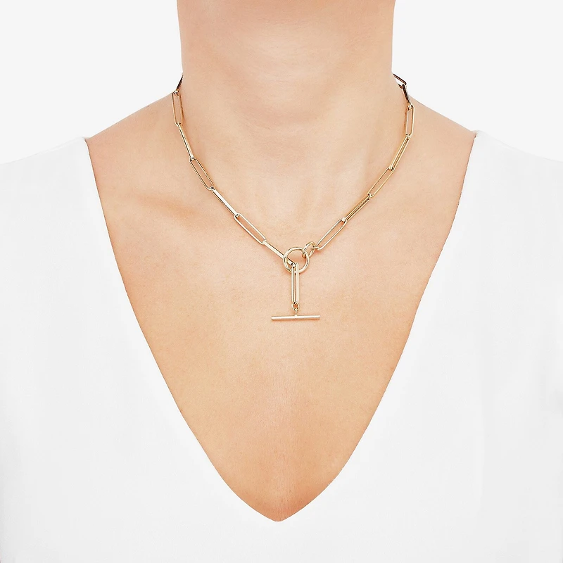 Unisex Adult 14K Gold 18 Inch Paperclip Chain Necklace