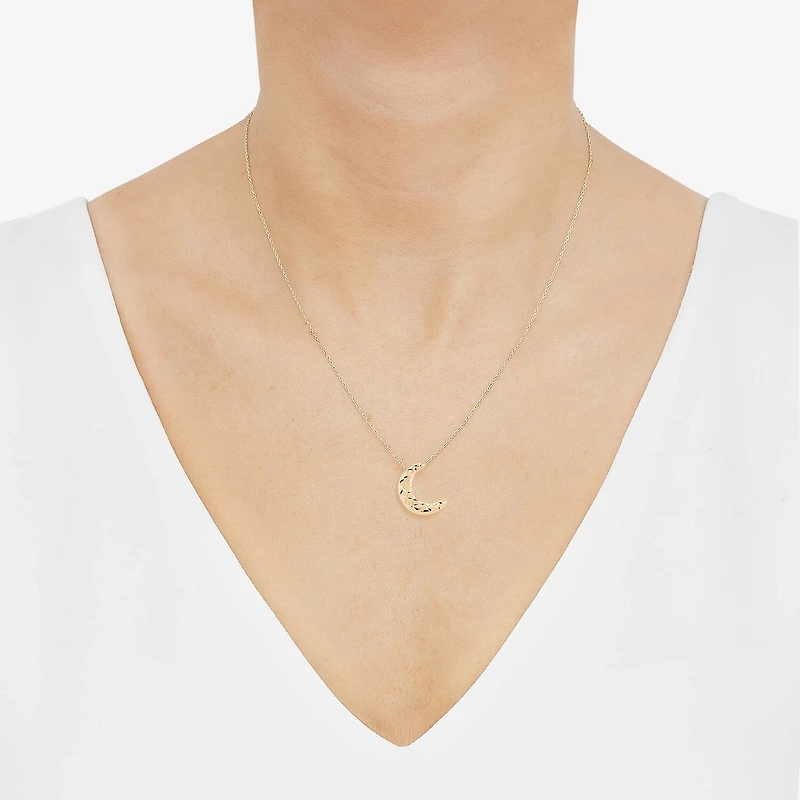 Womens 10K Gold Moon 20 Inch Pendant Necklace