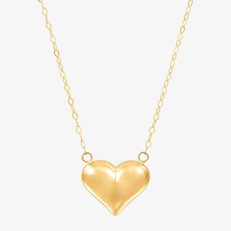 Womens 14K Gold Heart Inch Pendant Necklace