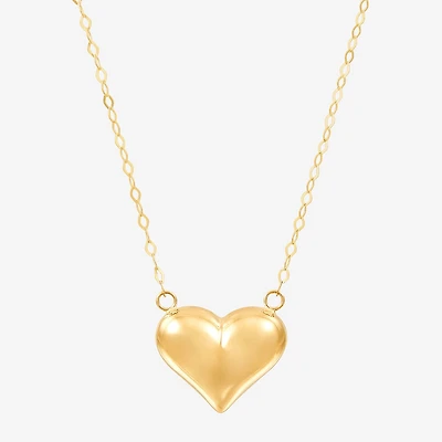 Womens 14K Gold Heart 17 Inch Pendant Necklace