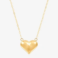 Womens 14K Gold Heart Inch Pendant Necklace