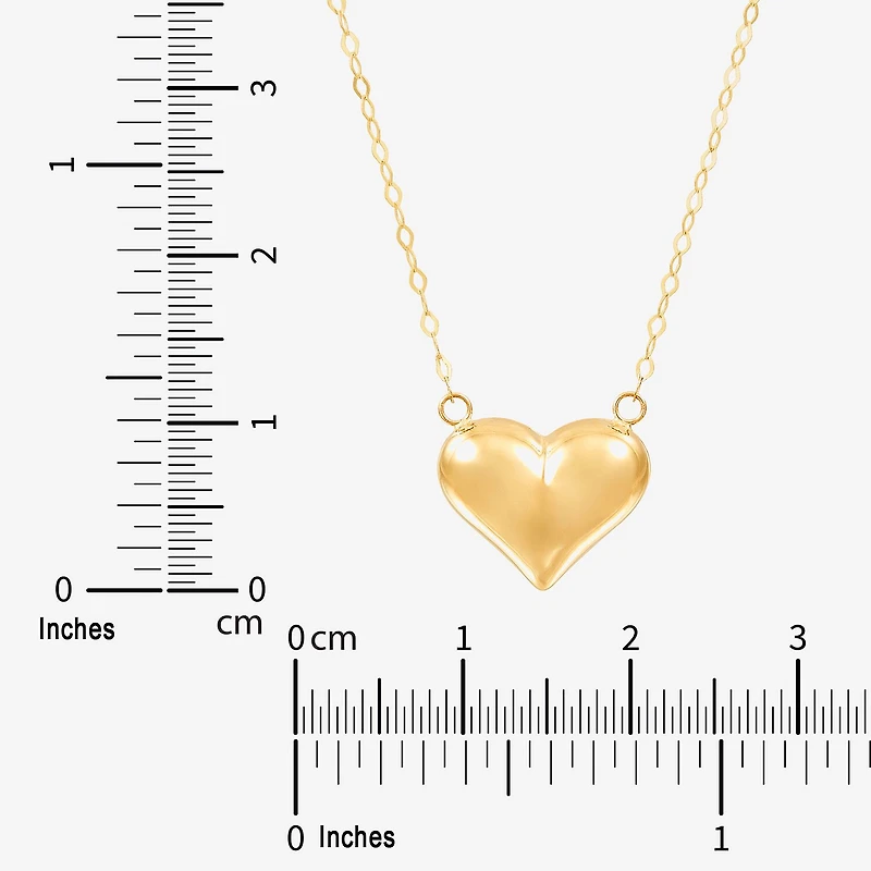 Womens 14K Gold Heart Inch Pendant Necklace