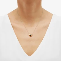 Womens 14K Gold Heart Inch Pendant Necklace