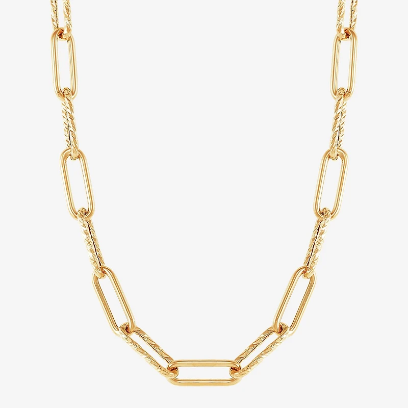 Womens 14K Gold 17 Inch Paperclip Chain Necklace