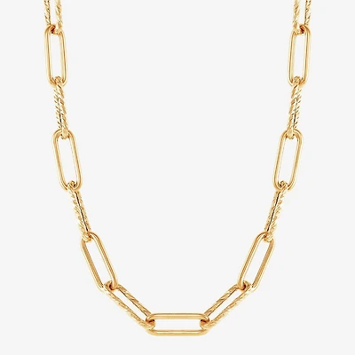 Womens 14K Gold 17 Inch Paperclip Chain Necklace