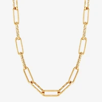 Womens 14K Gold 17 Inch Paperclip Chain Necklace