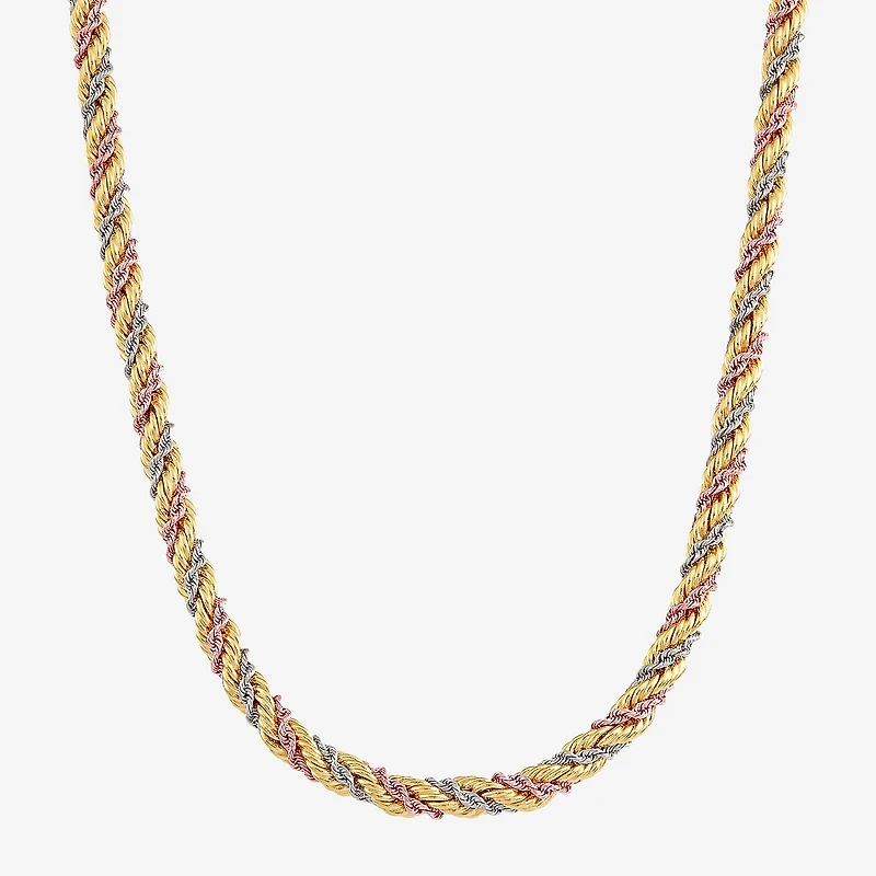 Womens 14K Gold Inch Rope Chain Necklace