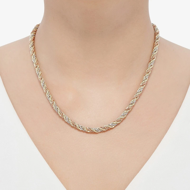 Womens 14K Gold Inch Rope Chain Necklace