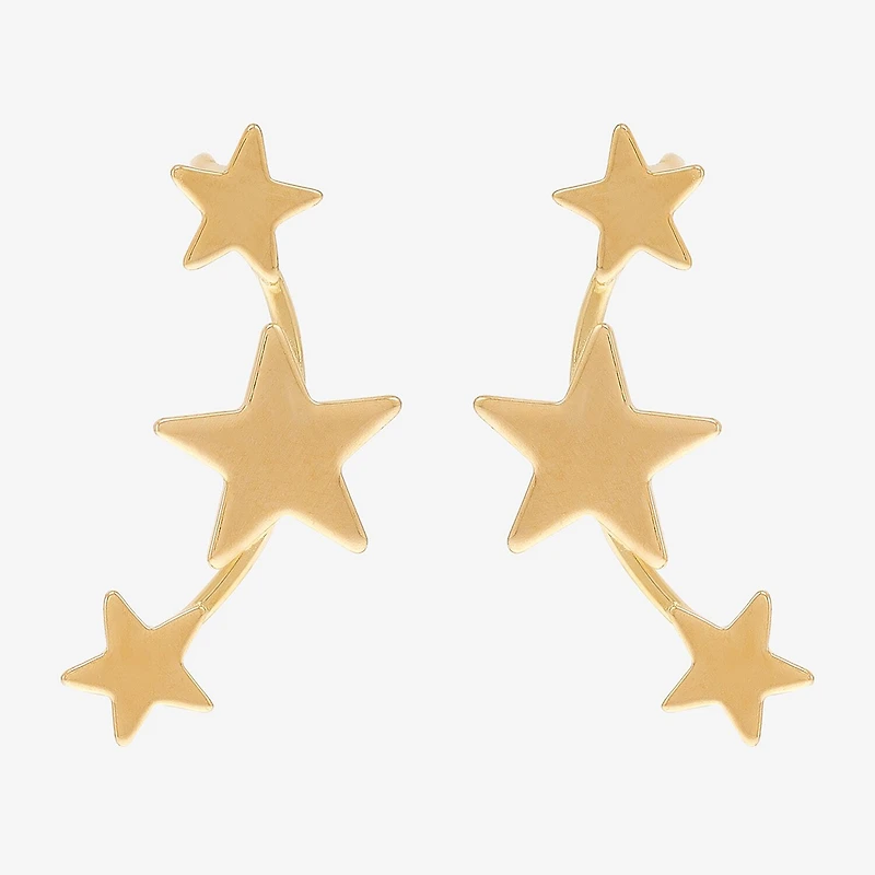 Womens 14K Gold Star Ear Climbers