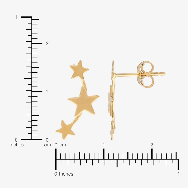 Womens 14K Gold Star Ear Climbers