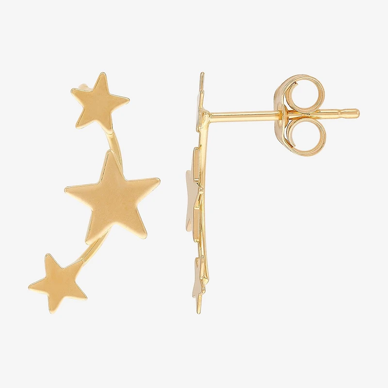 Womens 14K Gold Star Ear Climbers