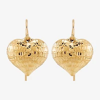 Womens 10K Gold Heart Drop Earrings