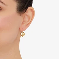 Womens 10K Gold Heart Drop Earrings