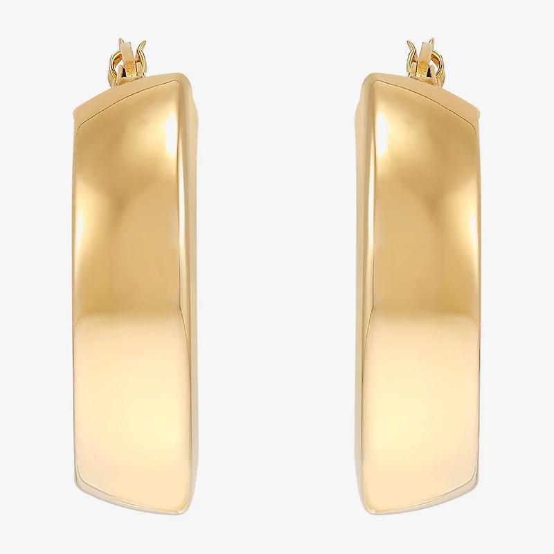 Womens 14K Gold 15mm Hoop Earrings